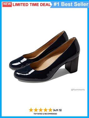 Leather Midtown Pump with Cushioned Footbed and Gel Heel Insert - Slip-On Block